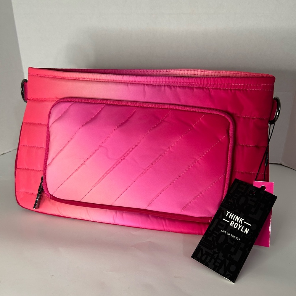 New Think Royln Ombre Touch Crossbody Bag Lightweight Travel Tote Makeup Pink